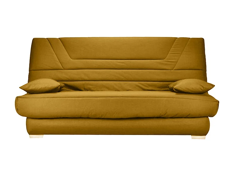Banquette Clic Clac tissu matelas Bultex 14cm avec rangement Bary-Couleur Jaune miel-130x190