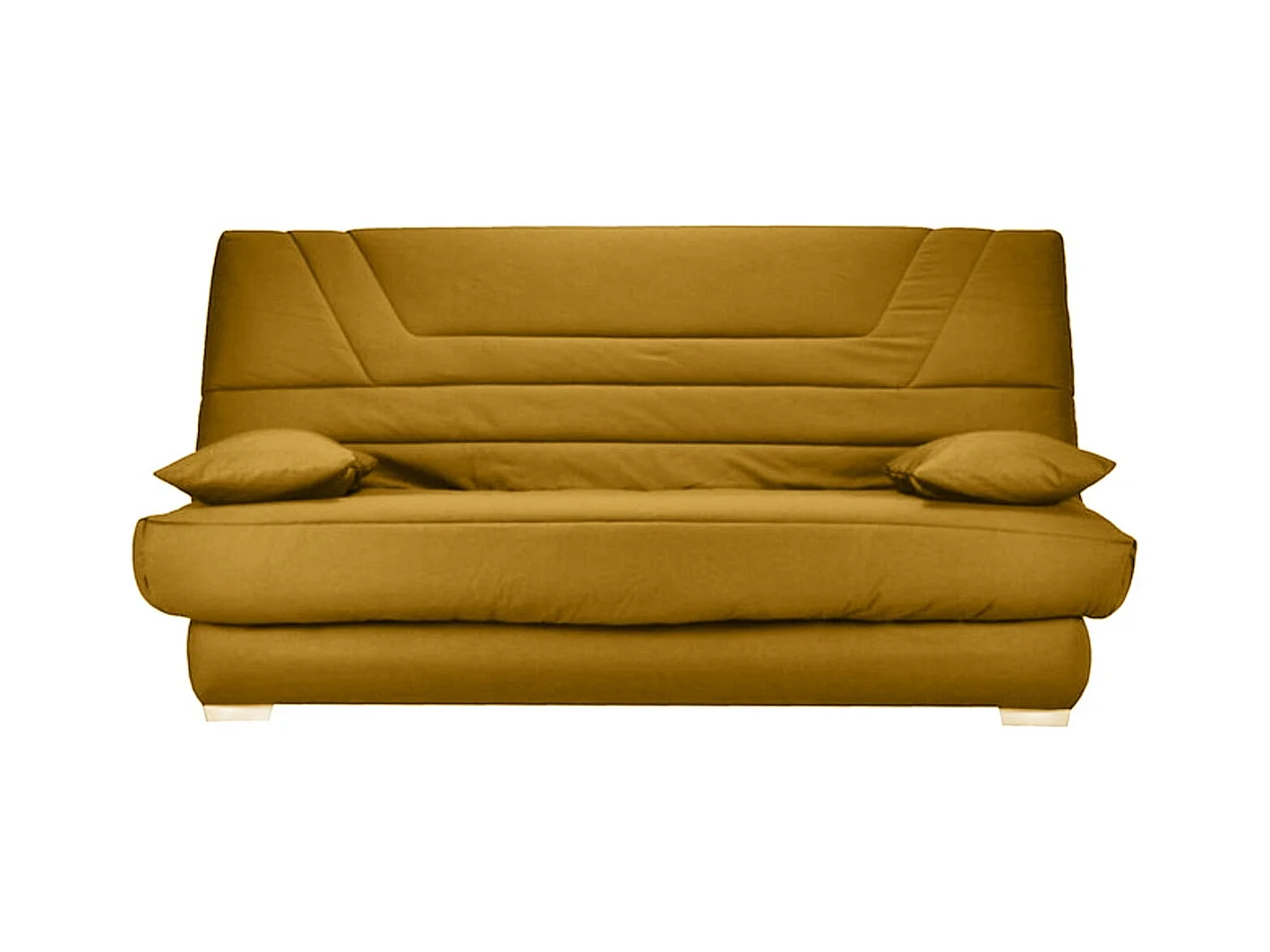 Banquette Clic Clac tissu matelas Bultex 14cm avec rangement Bary-Couleur Jaune miel-130x190