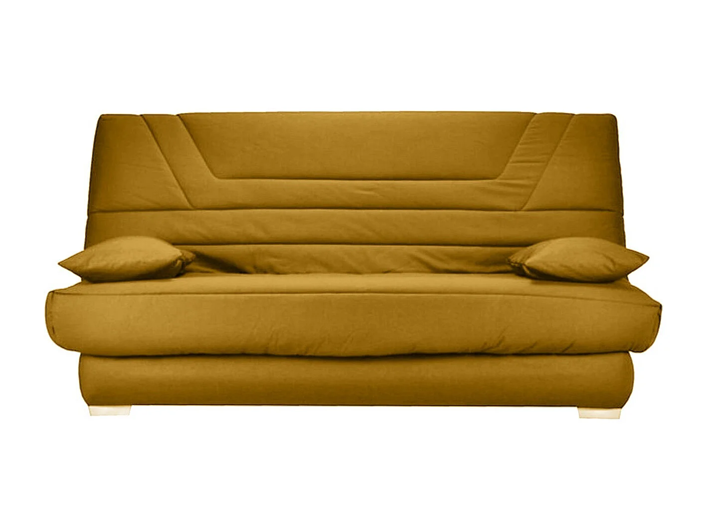 Banquette Clic Clac tissu matelas Bultex 14cm avec rangement Bary-Couleur Jaune miel-130x190
