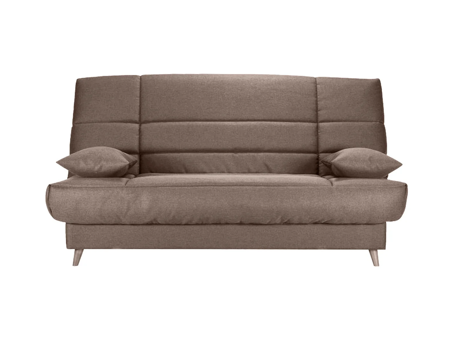 Banquette Clic-clac tissu 130x190 matelas Bultex 14cm avec rangement Boky-Couleur Taupe