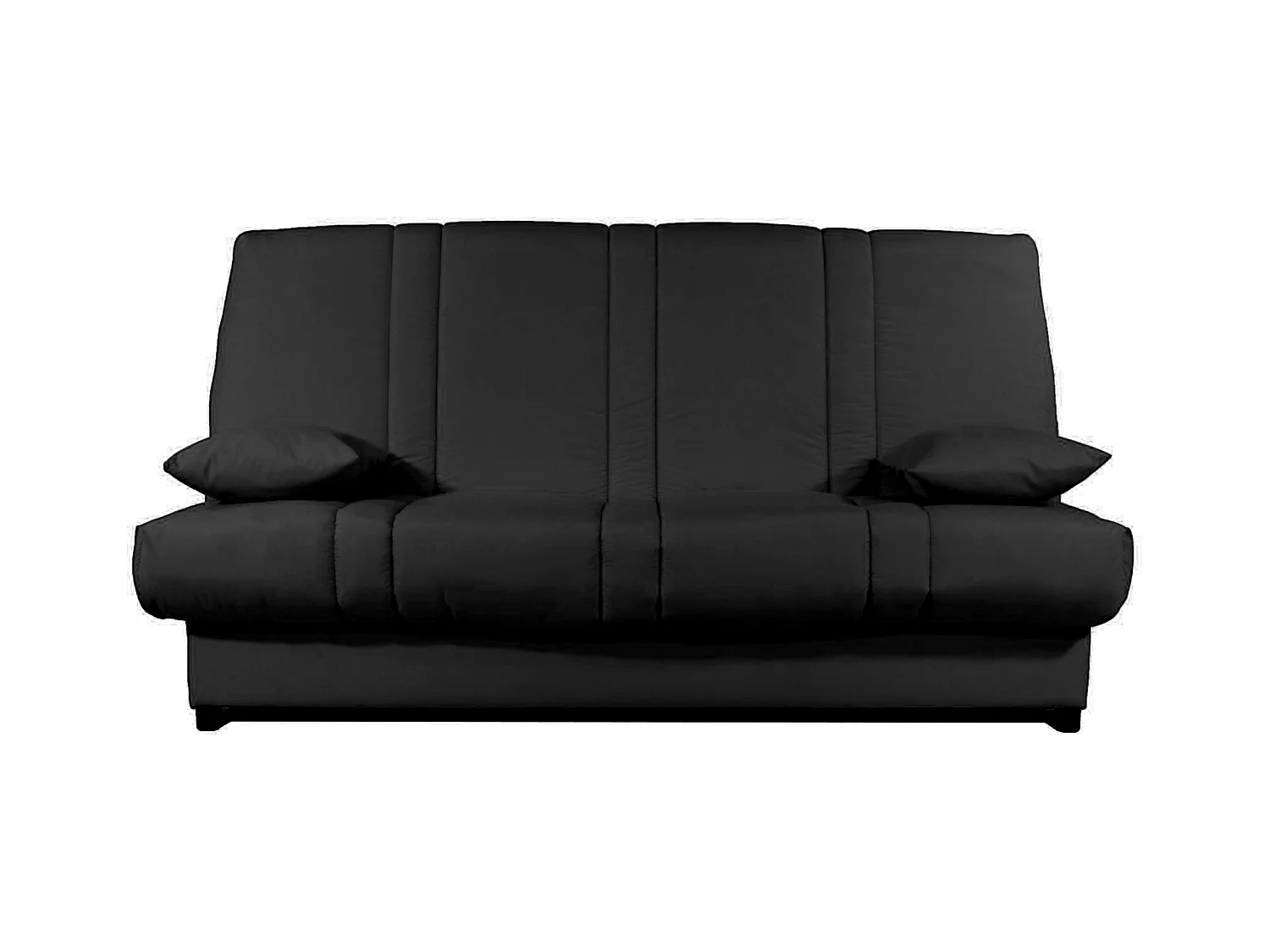 Banquette Clic-clac tissu 130x190 matelas Sofaconfort 14cm avec rangement Sofia-Couleur Noir