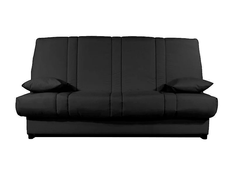 Banquette Clic-clac tissu 130x190 matelas Sofaconfort 14cm avec rangement Sofia-Couleur Noir