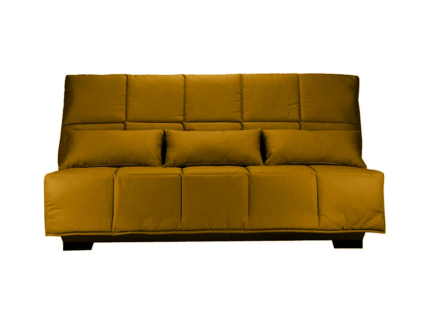 Canapé clic clac tissu avec rangement matelas Starconfort 15cm Lina 193cm-Couleur Jaune miel