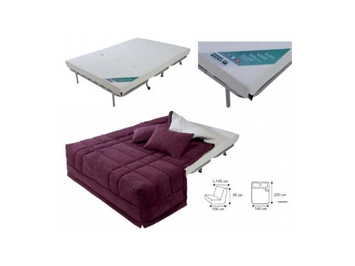 BZ fauteuil 1 zits 90x190 cm stoffen matras 12 cm Venus-Kleur Donkergrijs