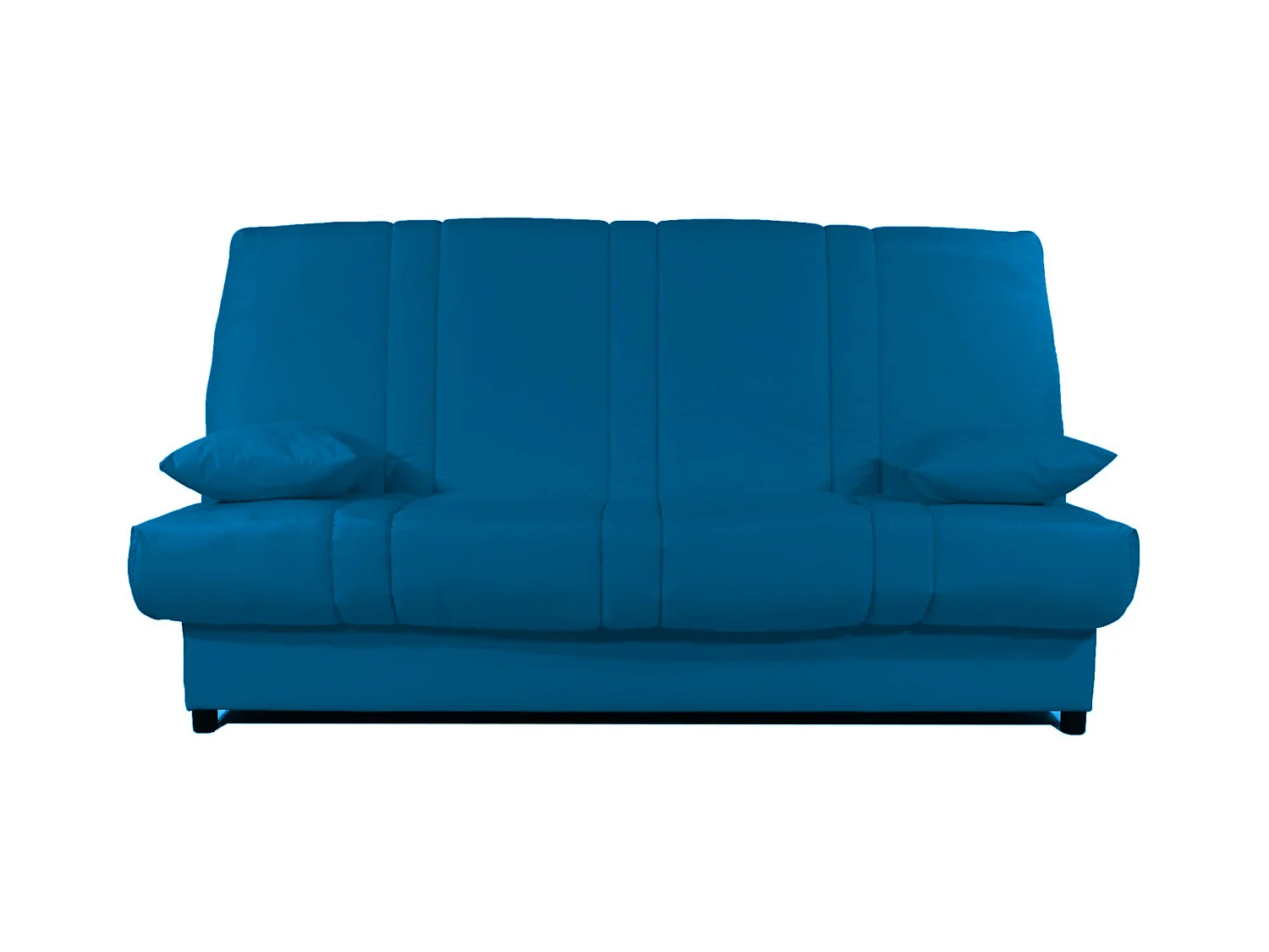 Banquette Clic-clac tissu 130x190 matelas Sofaconfort 14cm avec rangement Sofia-Couleur Bleu canard