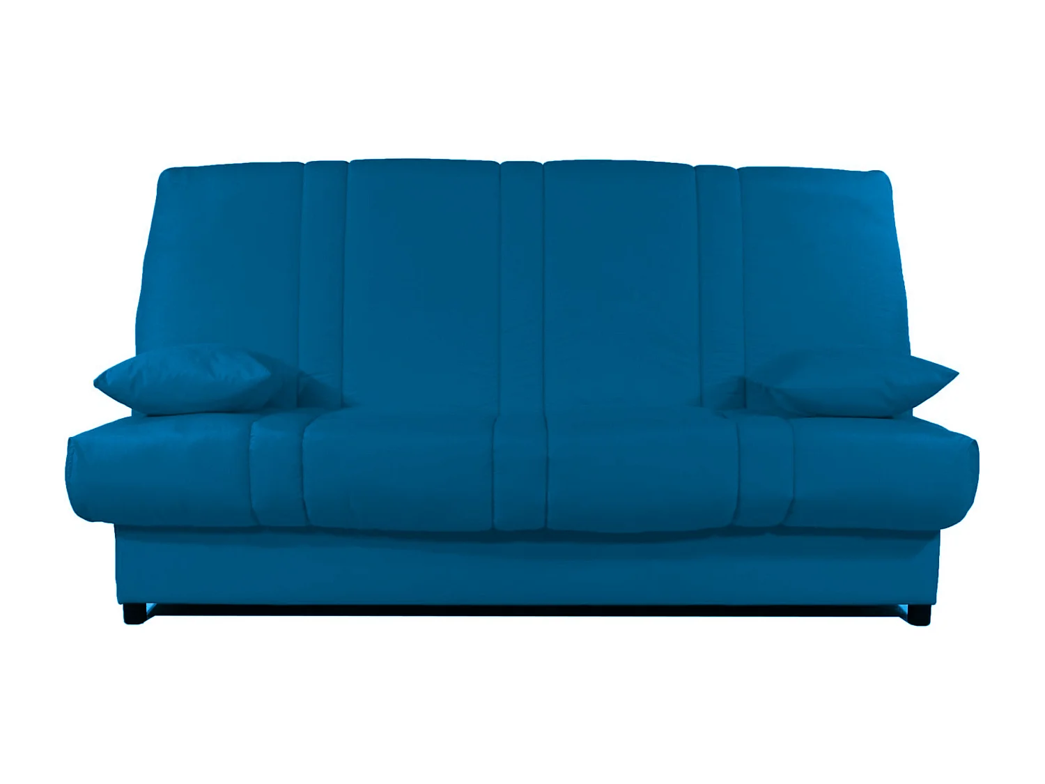 Banquette Clic-clac tissu 130x190 matelas Sofaconfort 14cm avec rangement Sofia-Couleur Bleu canard