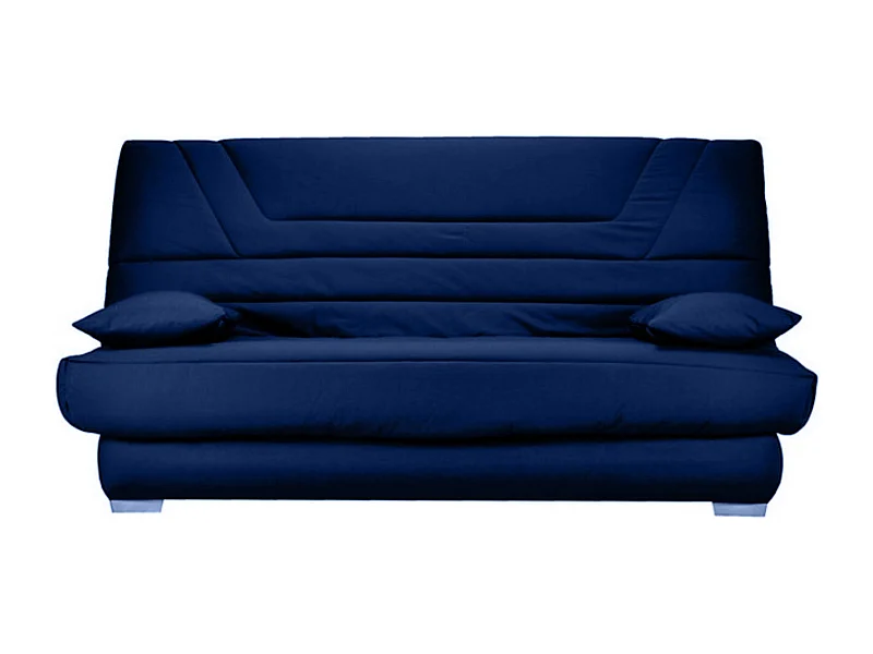 Banquette Clic Clac tissu matelas Bultex 14cm avec rangement Bary-Couleur Bleu marine-130x190