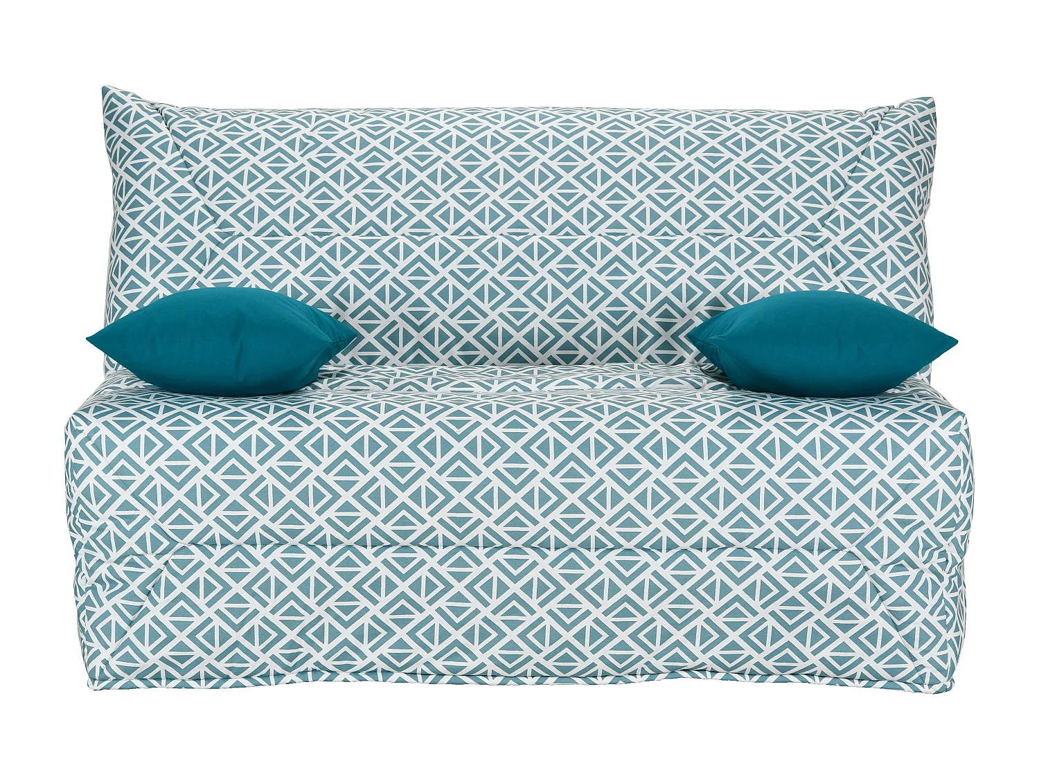Banquette BZ 140x190 tissu flocons bleu matelas 12cm City essentiel