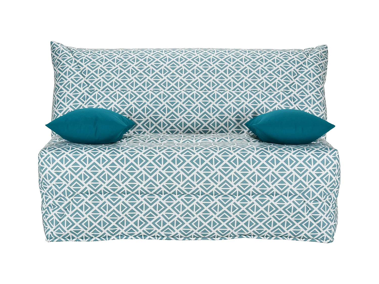 Banquette BZ 140x190 tissu flocons bleu matelas 12cm City essentiel