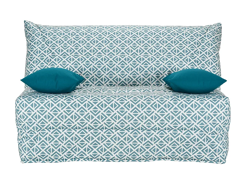 Banquette BZ 140x190 tissu flocons bleu matelas 12cm City essentiel