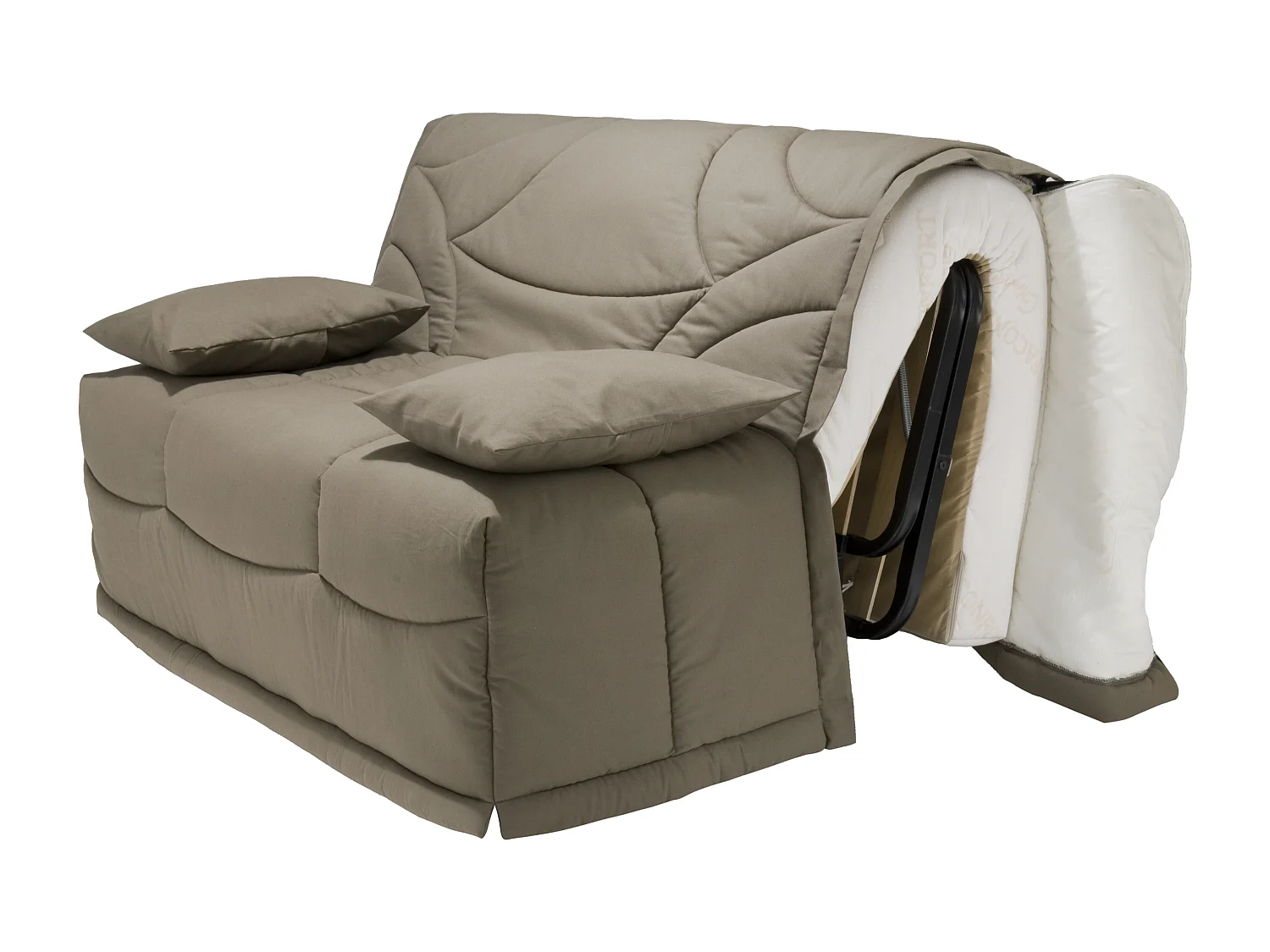 Banquette BZ tissu matelas Bultex 12cm 140x190 Bounty-Couleur Taupe