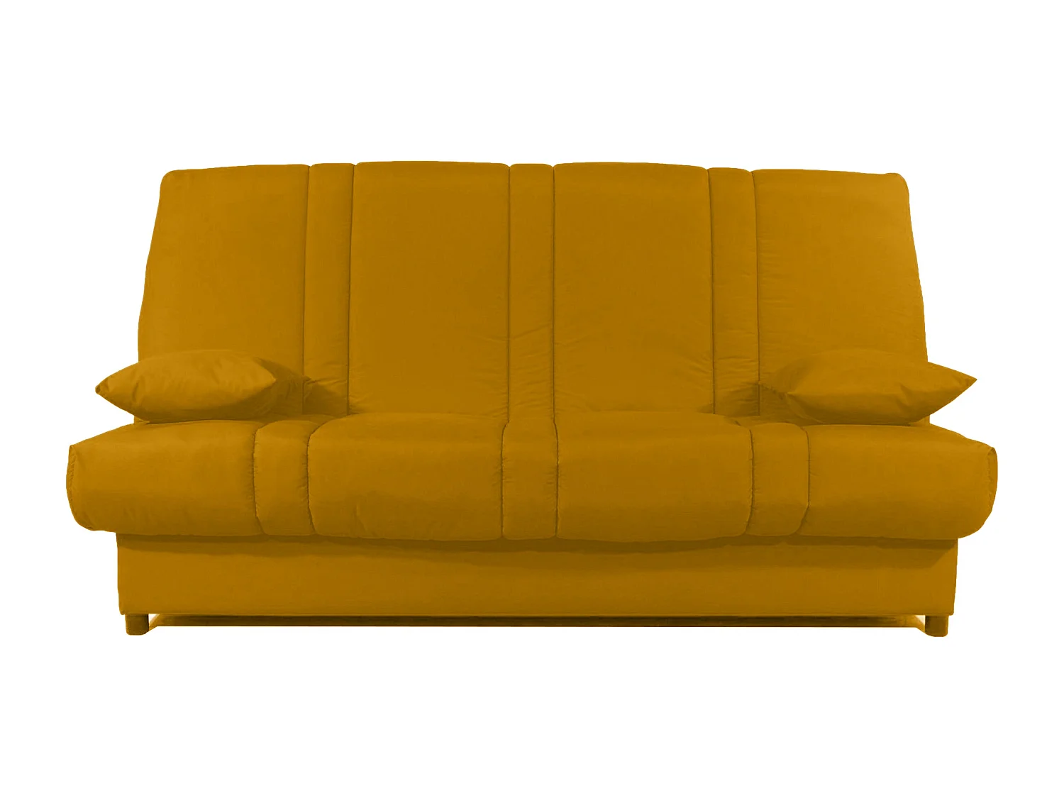 Banquette Clic-clac tissu 130x190 matelas Sofaconfort 14cm avec rangement Sofia-Couleur Jaune ambre