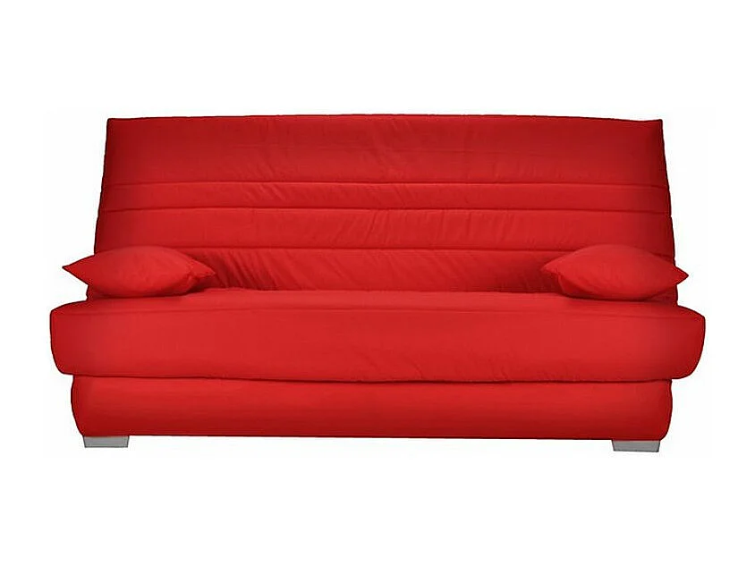 Banquette Clic-clac tissu 130x190 matelas Sofaconfort 14cm avec rangement Sofia-Couleur Jaune ambre