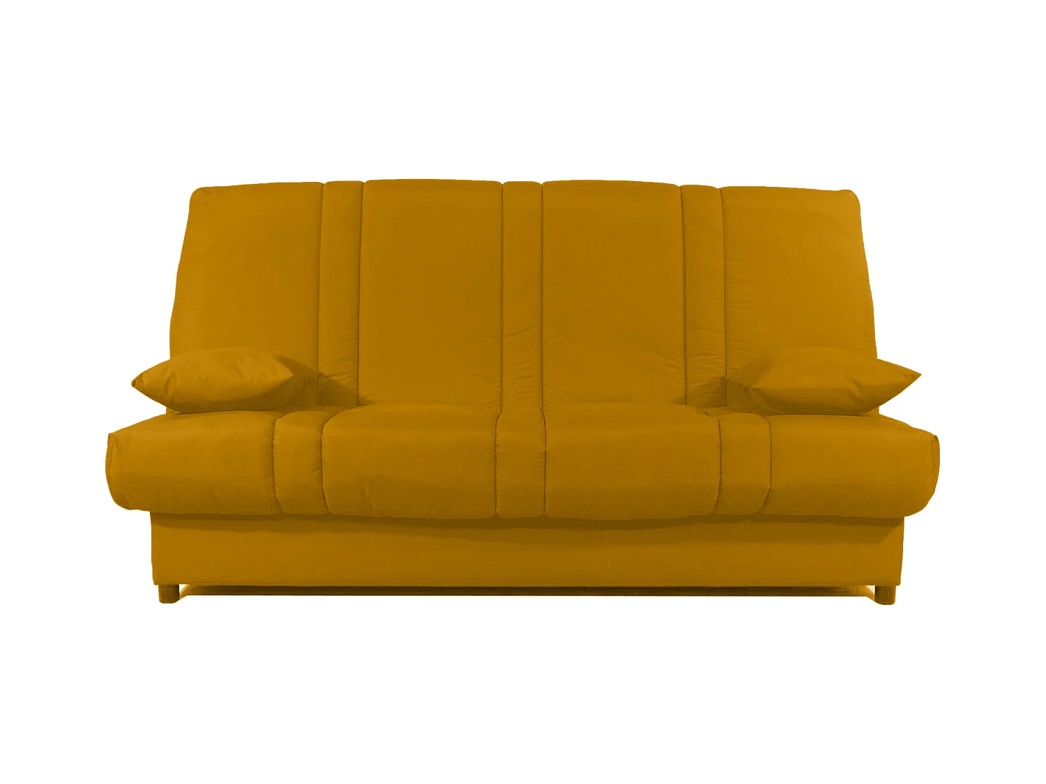 Banquette Clic-clac tissu 130x190 matelas Sofaconfort 14cm avec rangement Sofia-Couleur Jaune ambre