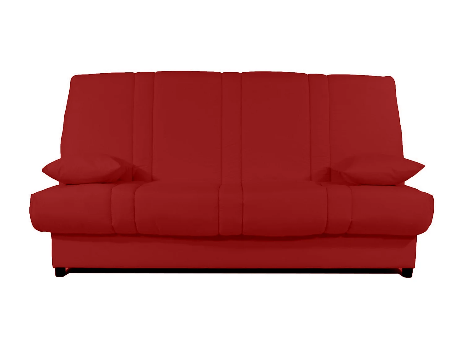 Banquette Clic-clac tissu 130x190 matelas Sofaconfort 14cm avec rangement Sofia-Couleur Rouge cerise