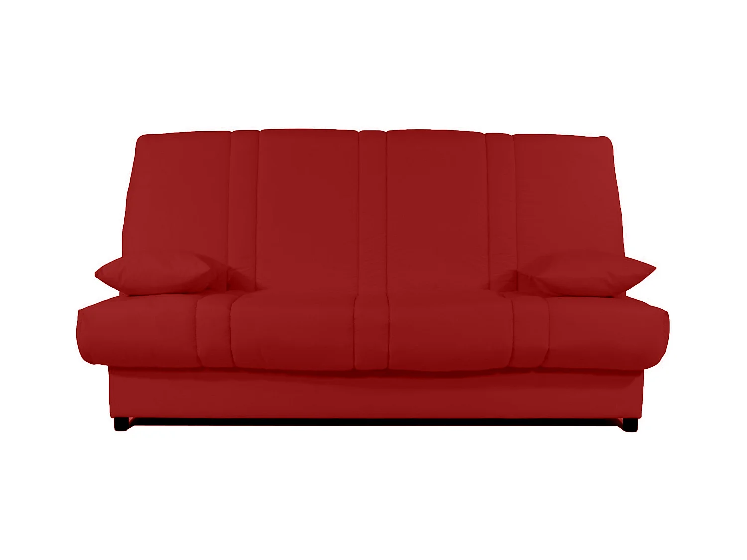 Banquette Clic-clac tissu 130x190 matelas Sofaconfort 14cm avec rangement Sofia-Couleur Rouge cerise