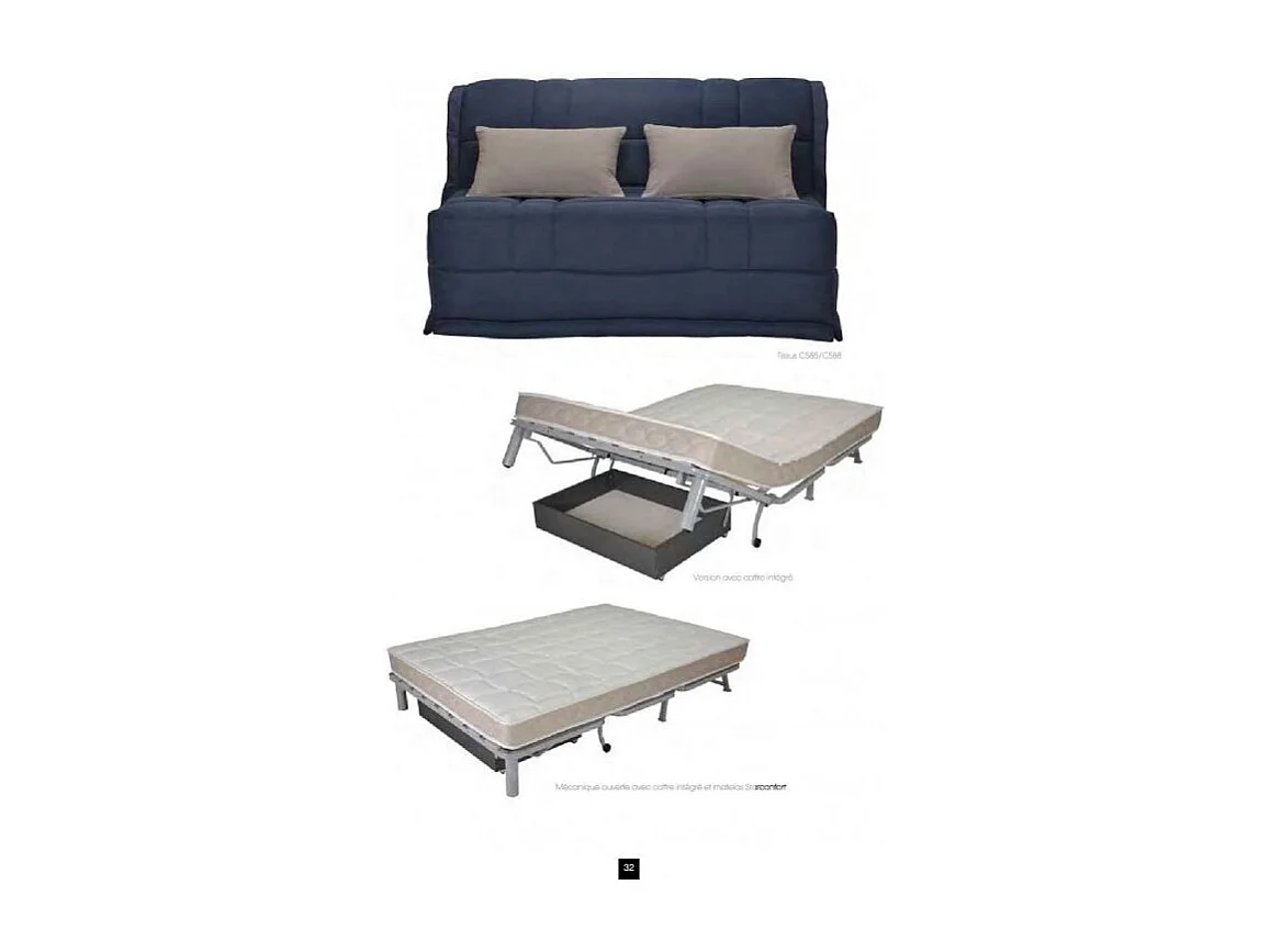 Banquette BZ microfibre 140x200 avec rangement Matelas Bultex 15cm Barnes-Couleur Marron Foncé