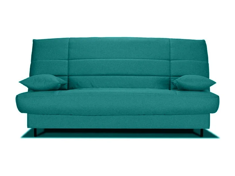 Banquette Clic-clac tissu 130x190 matelas Bultex 14cm avec rangement Zéa-Couleur Bleu cyan