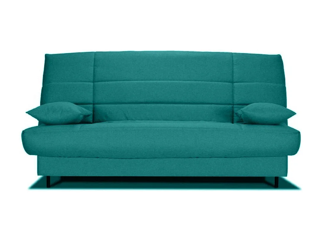 Banquette Clic-clac tissu 130x190 matelas Bultex 14cm avec rangement Zéa-Couleur Bleu cyan