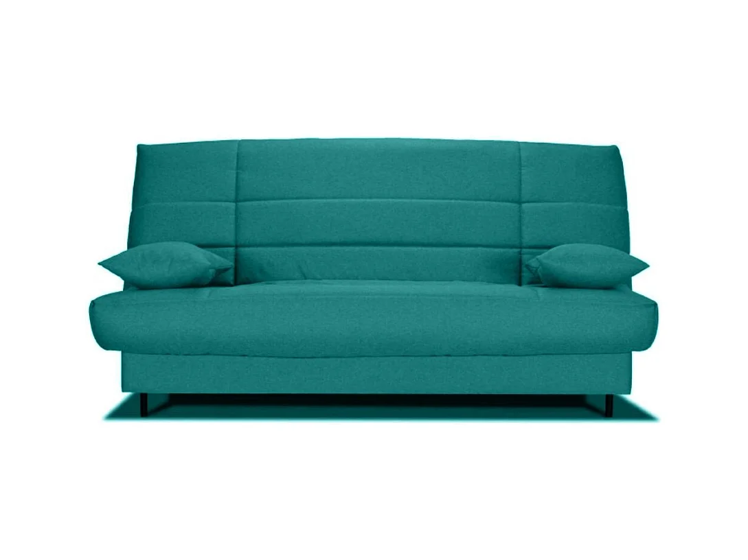 Banquette Clic-clac tissu 130x190 matelas Bultex 14cm avec rangement Zéa-Couleur Bleu cyan