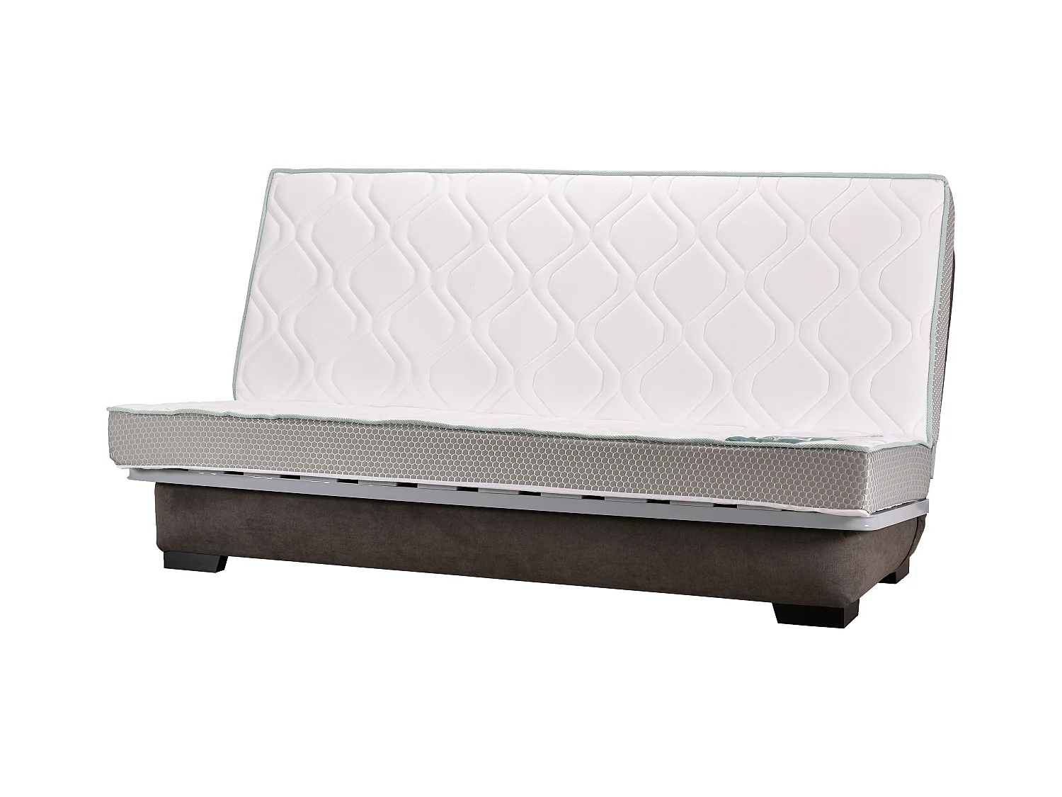 Banquette Clic-clac tissu 130x190 matelas Bultex 14cm avec rangement Zéa-Couleur Bleu cyan