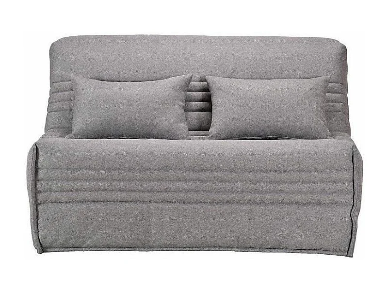 Banquette BZ tissu 140x200 matelas Bultex 15cm Celia-Couleur Gris clair-Coffre de rangement Avec rangement