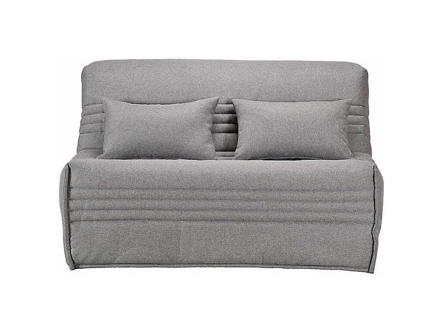 Banquette BZ tissu 140x200 matelas Bultex 15cm Celia-Couleur Gris clair-Coffre de rangement Avec rangement