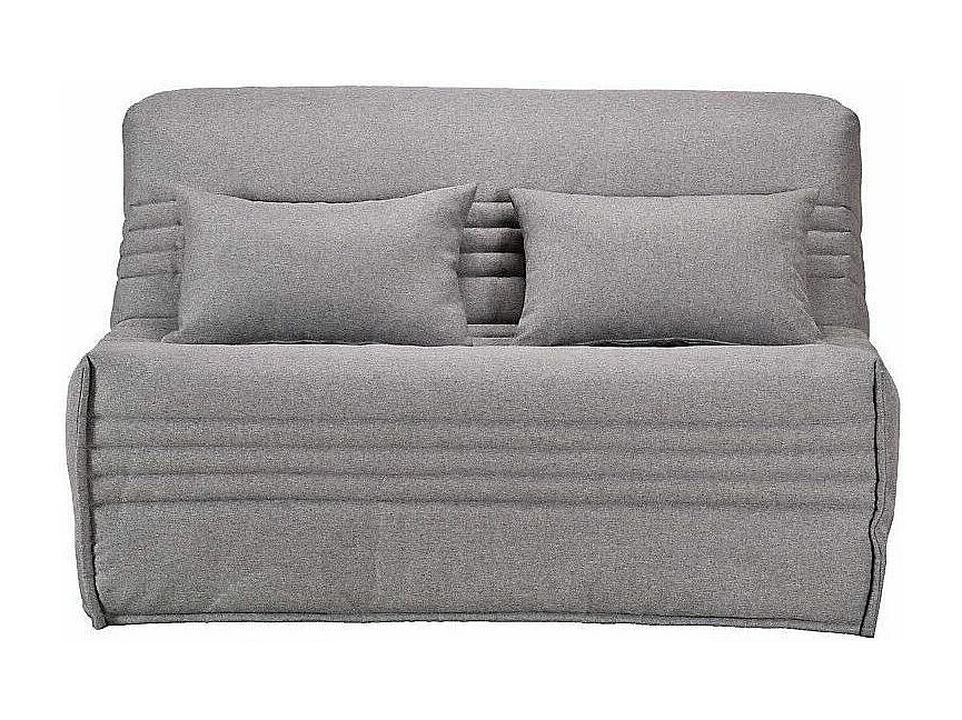 Banquette BZ tissu 140x200 matelas Bultex 15cm Celia-Couleur Gris clair-Coffre de rangement Avec rangement