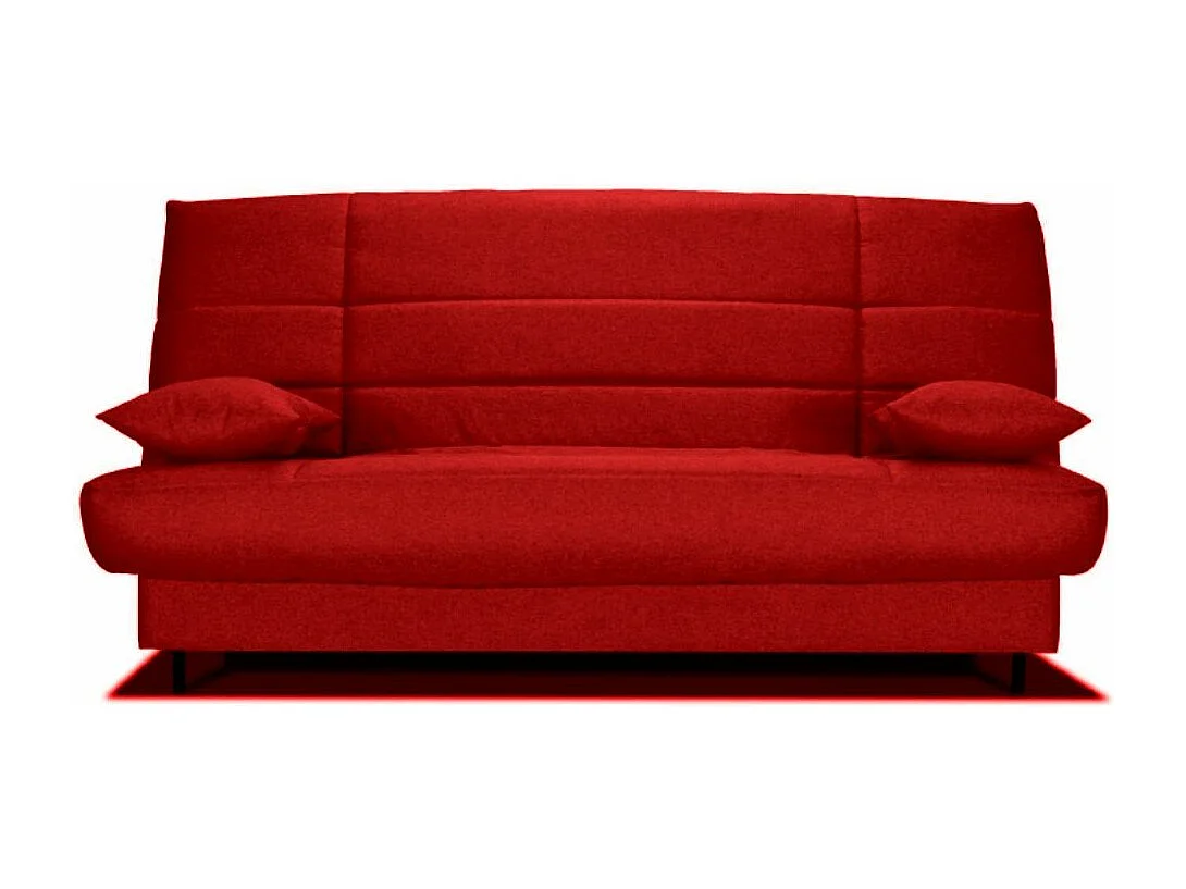 Banquette Clic-clac tissu 130x190 matelas Bultex 14cm avec rangement Zéa-Couleur Rouge