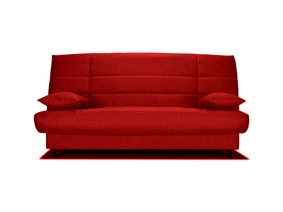 Banquette Clic-clac tissu 130x190 matelas Bultex 14cm avec rangement Zéa-Couleur Rouge
