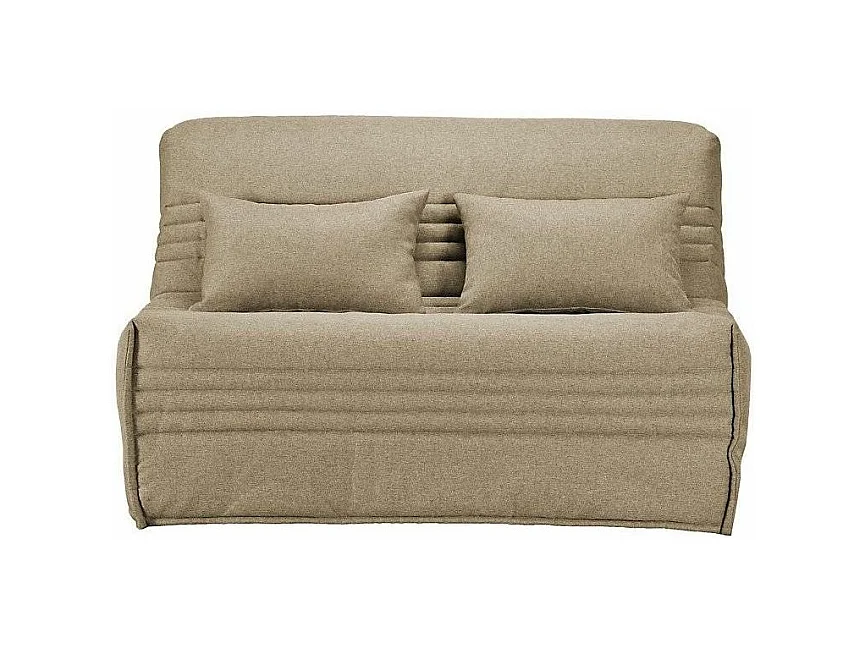 Banquette BZ tissu 140x200 matelas Bultex 15cm Celia-Couleur Beige clair-Coffre de rangement Avec rangement
