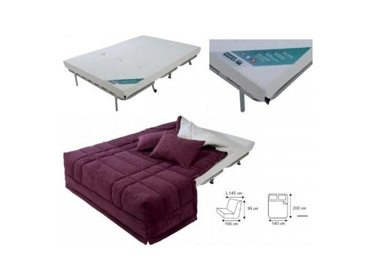 Fauteuil BZ 1 place 90x190 tissu matelas 12cm Venus-Couleur Beige