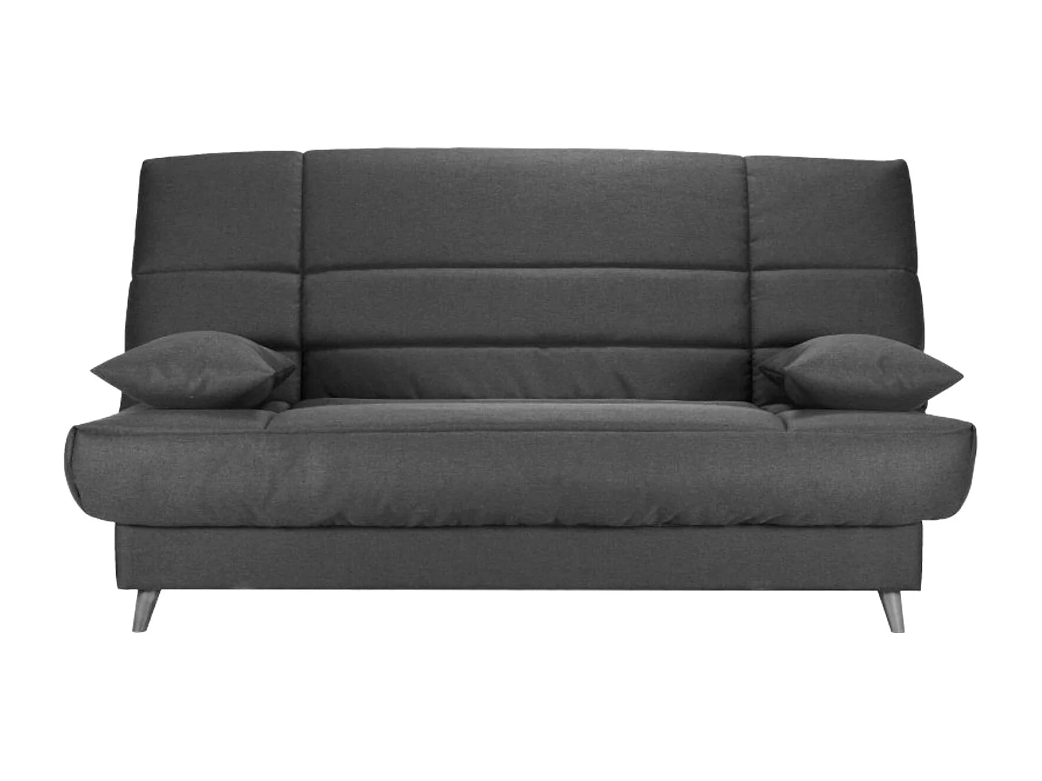 Banquette Clic-clac tissu 130x190 matelas Bultex 14cm avec rangement Boky-Couleur Gris