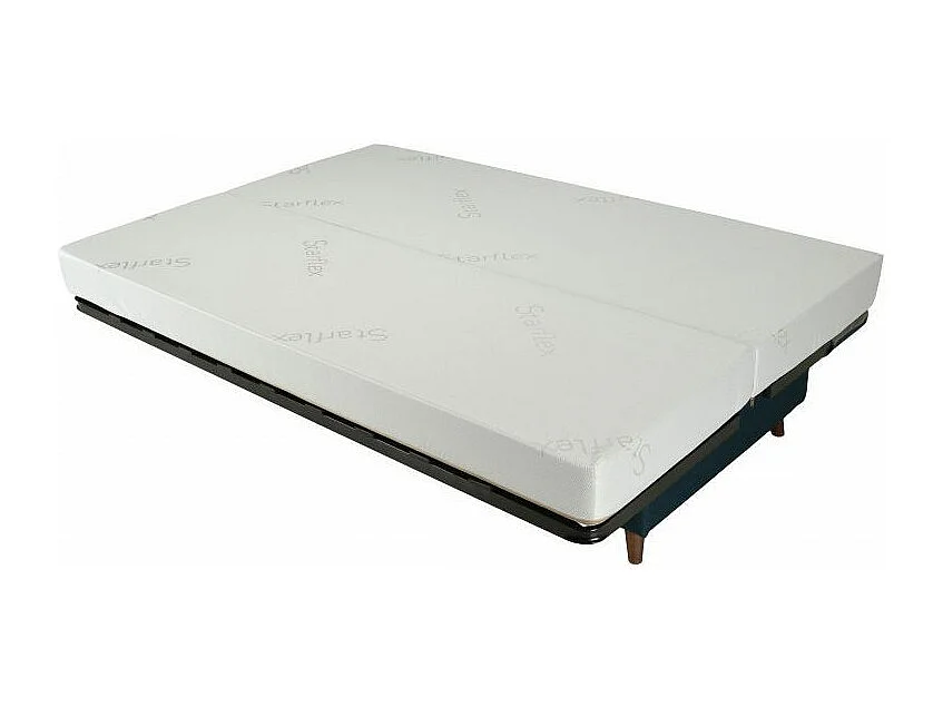 Banquette Clic-clac tissu 130x190 matelas Bultex 14cm avec rangement Boky-Couleur Gris