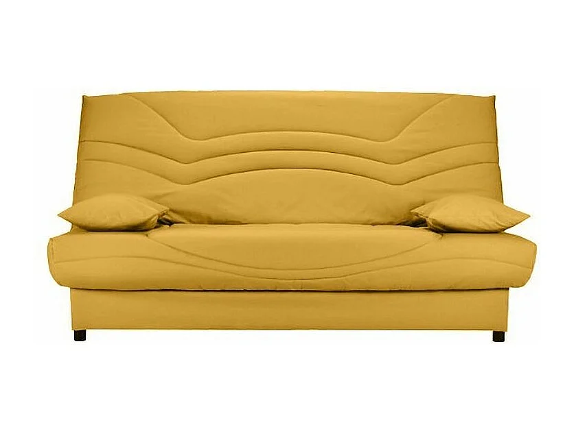 Banquette Clic Clac tissu matelas Starbed 13cm avec coffre de rangement Kistar 130x190-Couleur Jaune curry