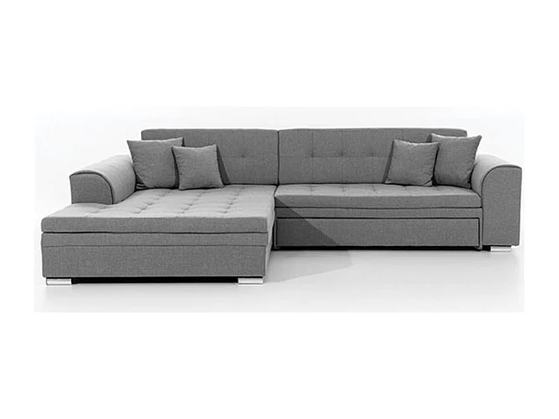 Hoekbank links 4 plaatsen grijze stof Looka 295 cm
