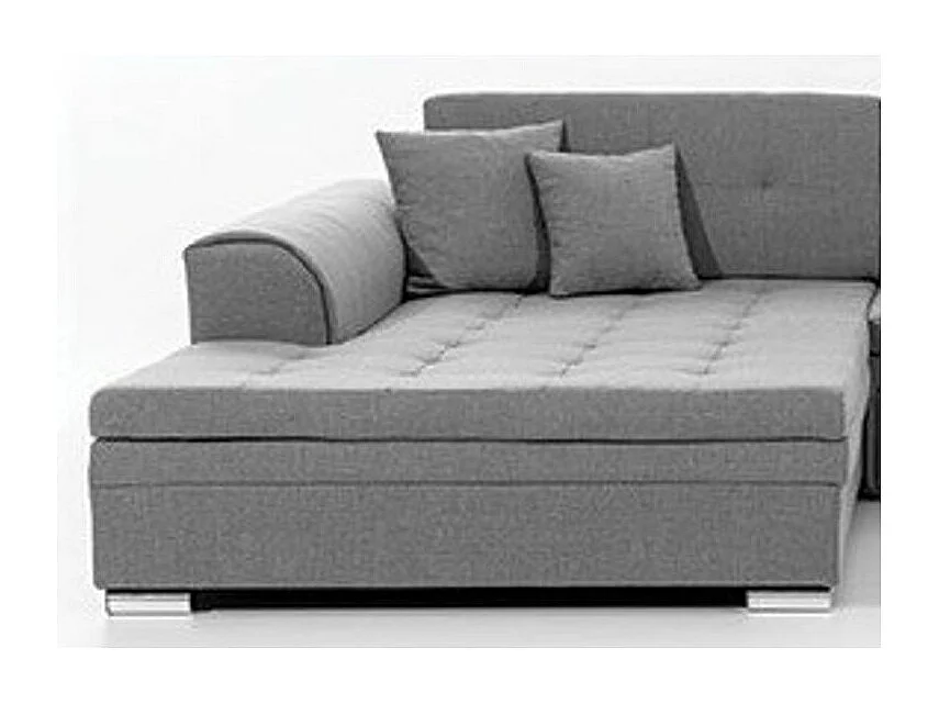 Canapé d'angle gauche convertible 4 places tissu gris Looka 295cm