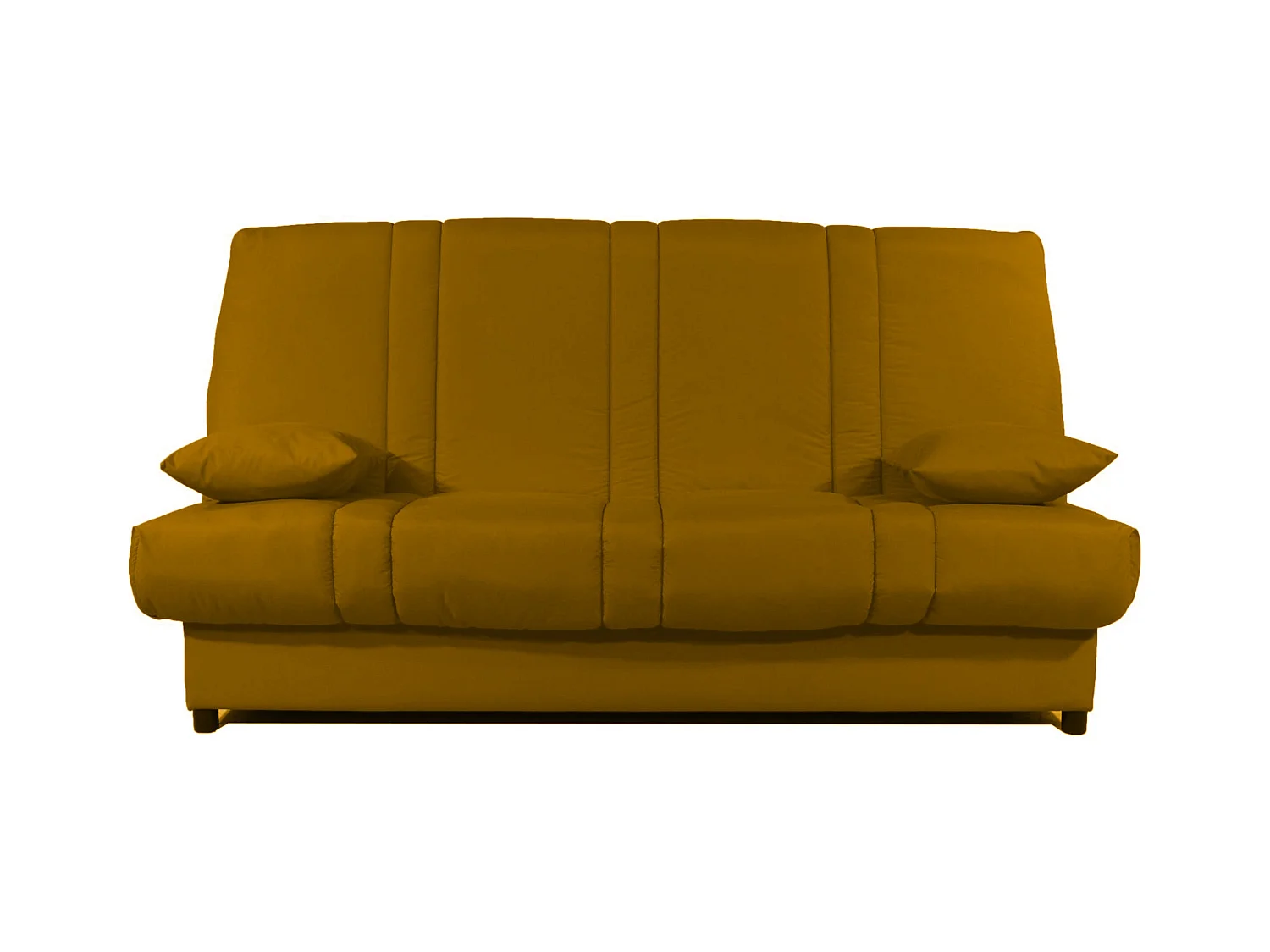 Banquette Clic-clac tissu 130x190 matelas Sofaconfort 14cm avec rangement Sofia-Couleur Jaune miel