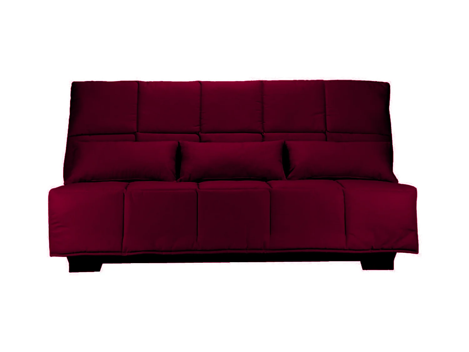 Canapé clic clac tissu avec rangement matelas Starconfort 15cm Lina 193cm-Couleur Bordeaux