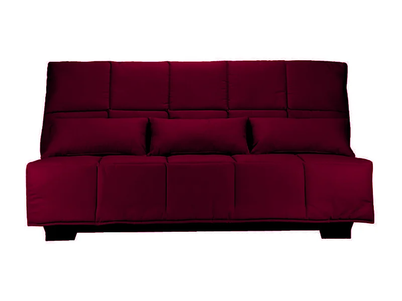Canapé clic clac tissu avec rangement matelas Starconfort 15cm Lina 193cm-Couleur Bordeaux