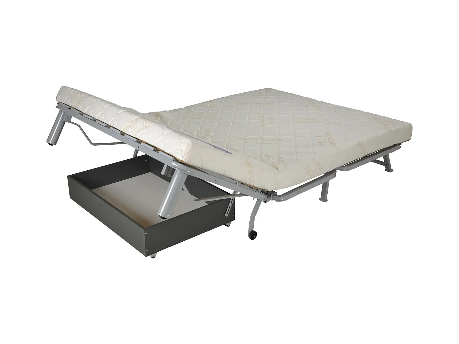 Banquette BZ tissu matelas 12cm Venus-Couleur Gris foncé-140x200