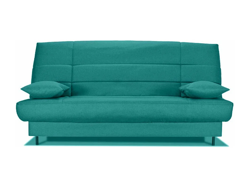Banquette Clic-clac tissu 130x190 matelas Starflex 13cm avec rangement Folken-Couleur Bleu cyan