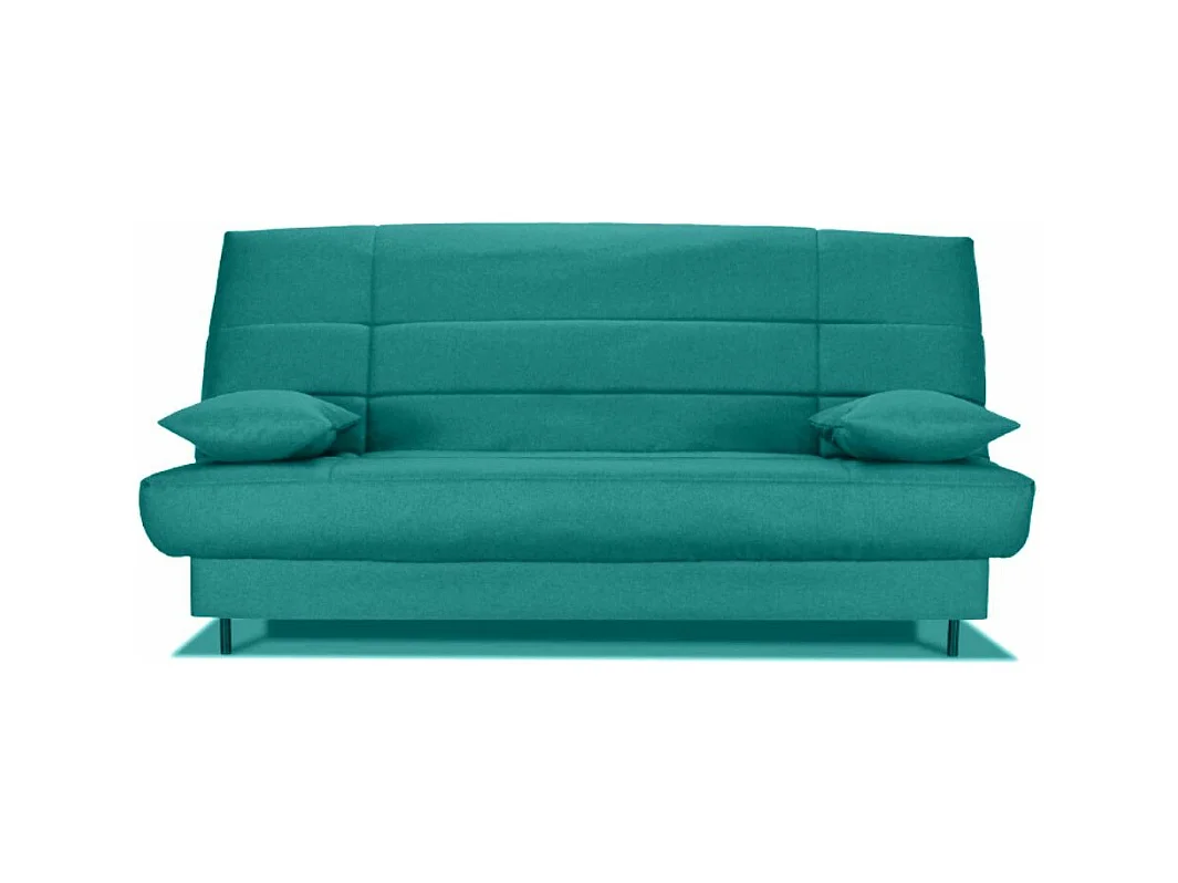 Clic-clac stoffen bank 130x190 cm Starflex matras 13 cm met opbergruimte Folken-Kleur Cyaan blauw