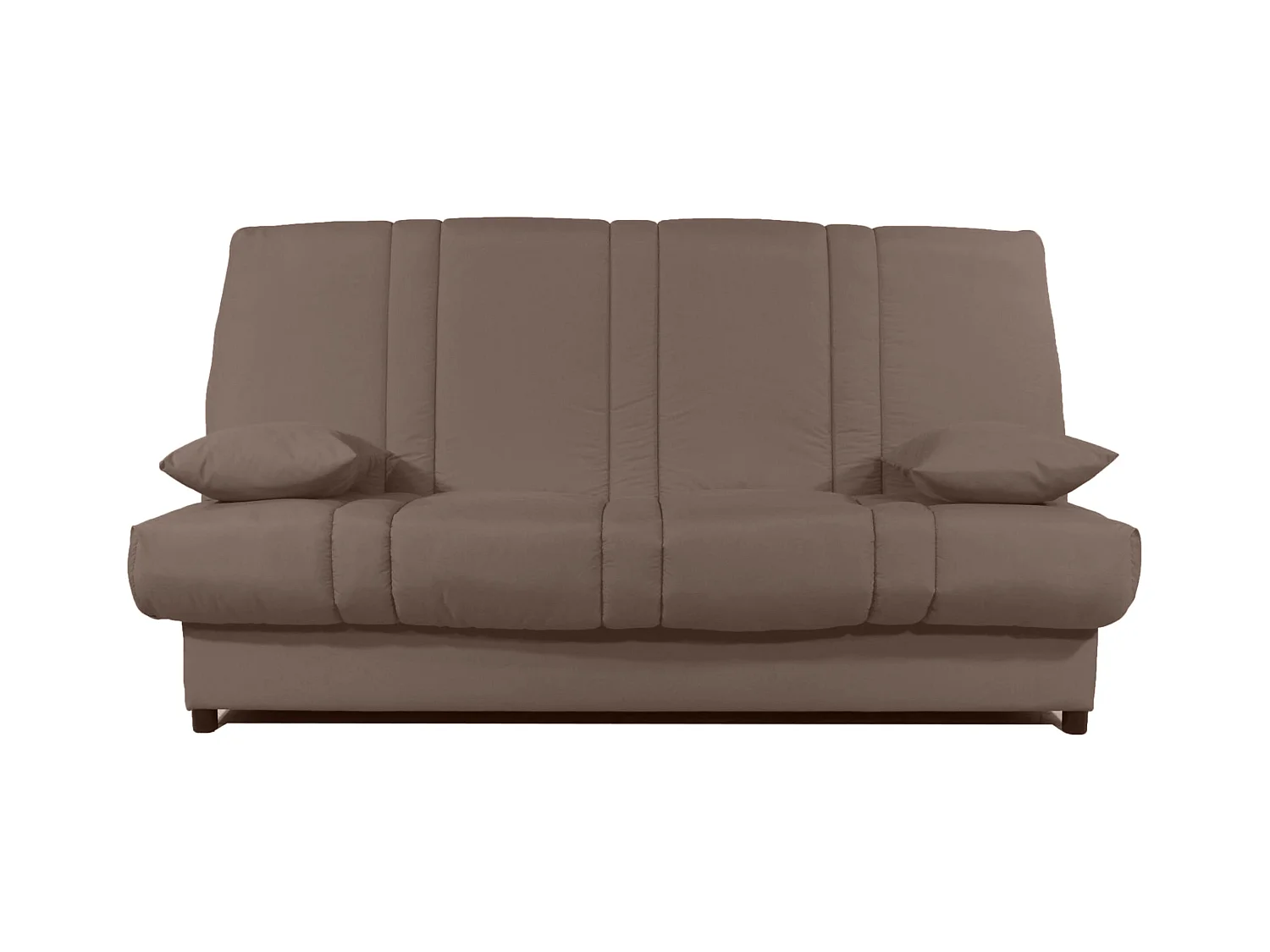 Banquette Clic-clac tissu 130x190 matelas Sofaconfort 14cm avec rangement Sofia-Couleur Taupe