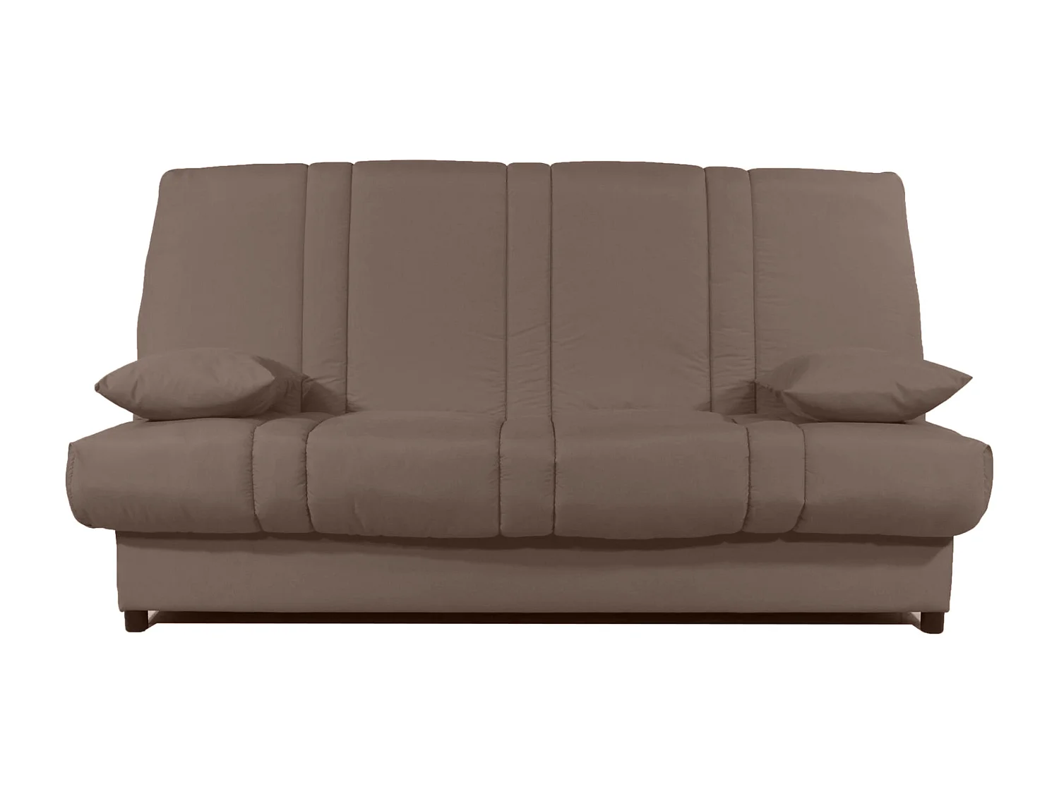Banquette Clic-clac tissu 130x190 matelas Sofaconfort 14cm avec rangement Sofia-Couleur Taupe