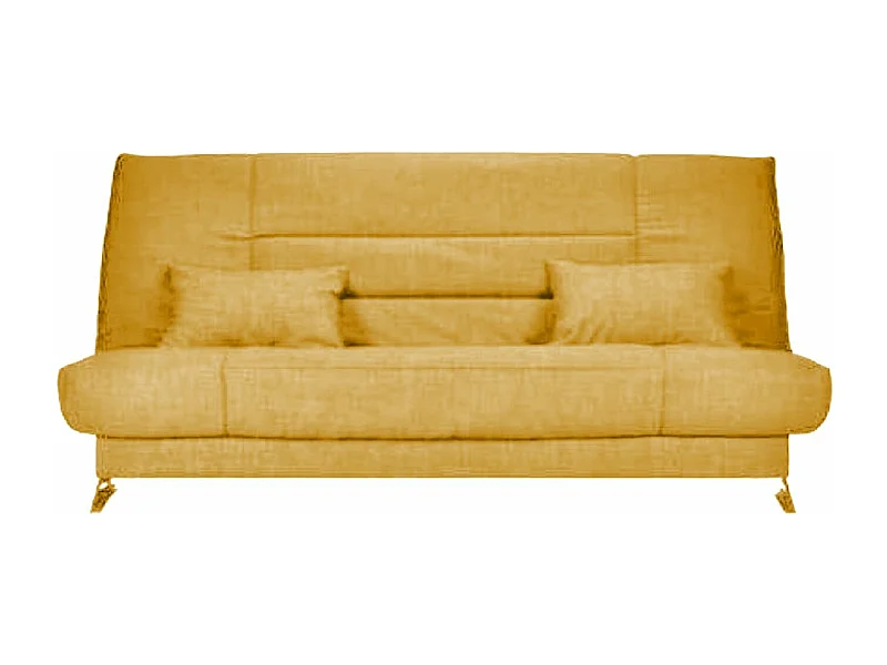 Banquette Clic-clac tissu 130x190 matelas Starflex 13cm avec rangement Malax-Couleur Jaune curry