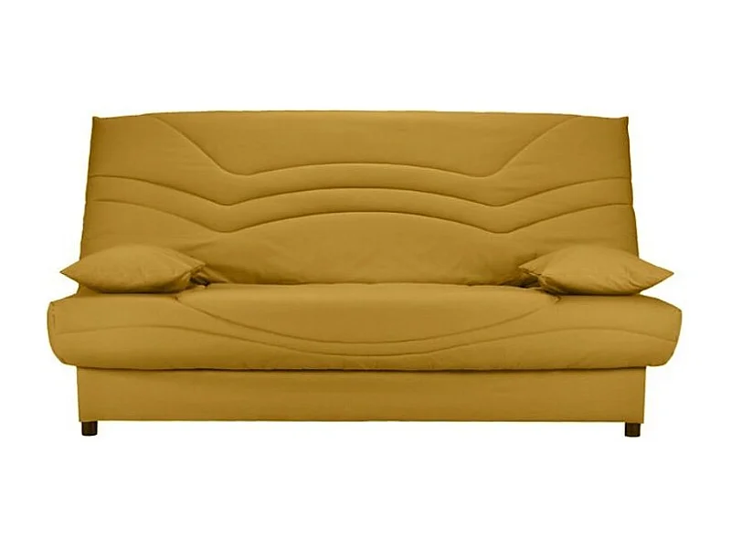 Banquette Clic Clac tissu matelas Starbed 13cm avec coffre de rangement Kistar 130x190-Couleur Jaune miel