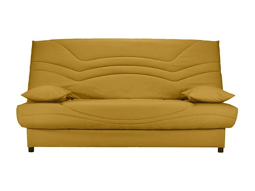 Banquette Clic Clac tissu matelas Starbed 13cm avec coffre de rangement Kistar 130x190-Couleur Jaune miel