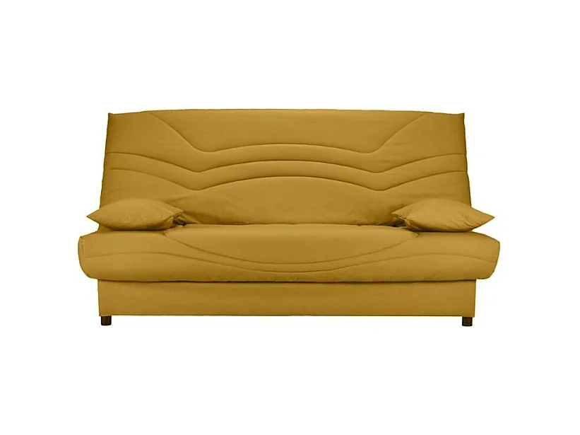 Banquette Clic Clac tissu matelas Starbed 13cm avec coffre de rangement Kistar 130x190-Couleur Jaune miel