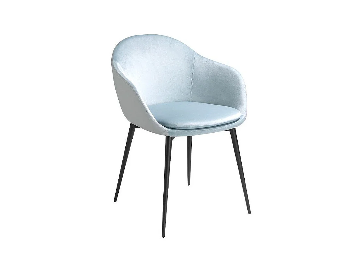 Lucie stoel van fluweel en ecoleer met zwart stalen poten - Set van 2-Kleur DUO 40